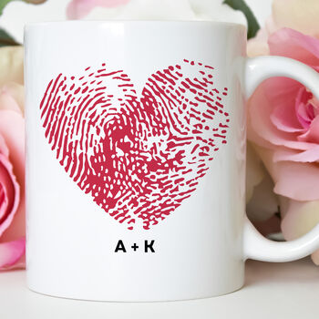Personalised Valentine’s Day Heart Fingerprint Mug With Initials, 7 of 8