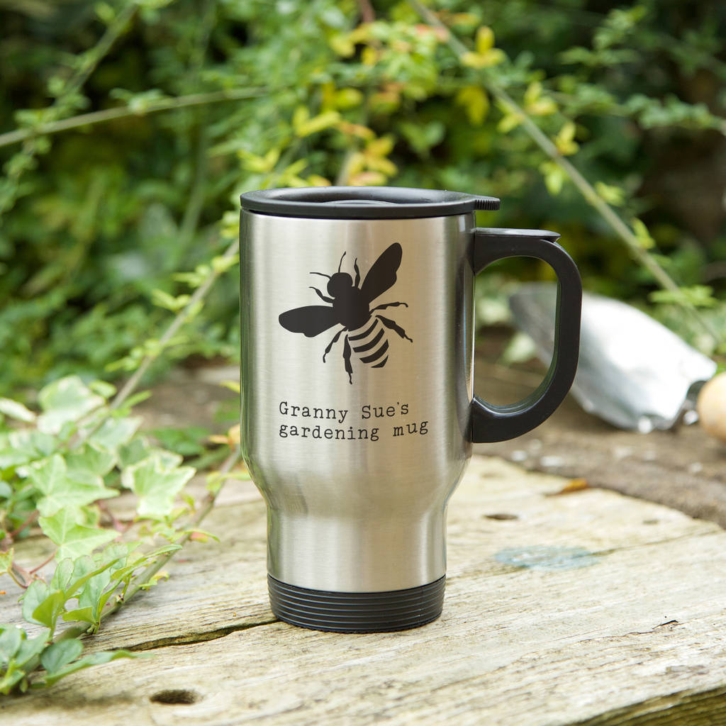 'bee' Personalised Gardener's Travel Mug By So Close