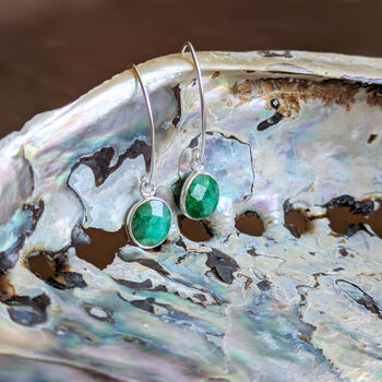 Emerald Sterling Silver Drop Earrings, 4 of 6