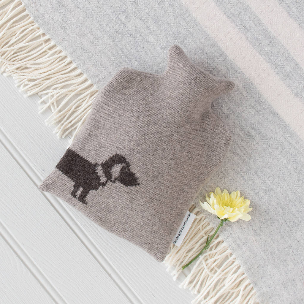dog lovers knitted hot water bottles by the fine cotton company