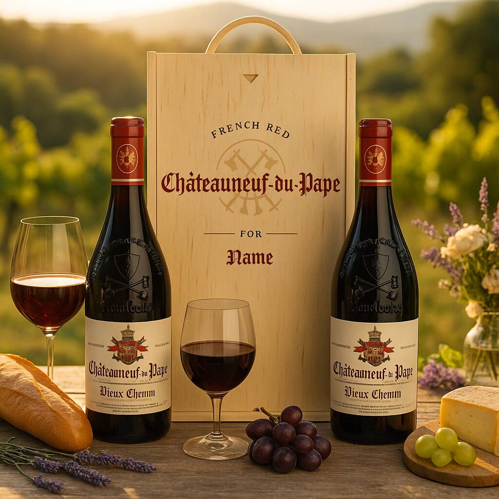 Personalised Chateauneuf Du Pape Red Wine Gift Set Two Bottle, 1 of 5