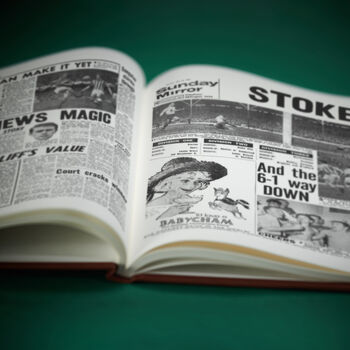 Stoke City Personalised Football Gift Potters Newspaper History Book, 8 of 12