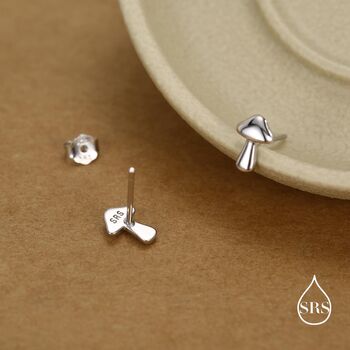 Sterling Silver Tiny Mushroom Stud Earrings, 7 of 12