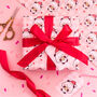 Gingham Panda Claus Christmas Wrapping Paper Set, thumbnail 3 of 5