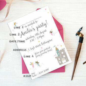 Fairy Princess Party Invitations For Girls, 2 of 3