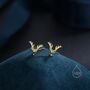 Sterling Silver Small Stag Head Stud Earrings, thumbnail 2 of 11