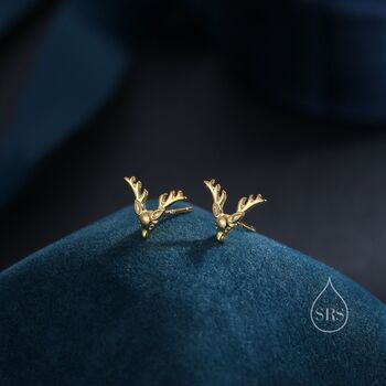 Sterling Silver Small Stag Head Stud Earrings, 2 of 11