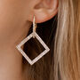 Gold Colour Square Crystal Encrusted Drop Earrings, thumbnail 1 of 3