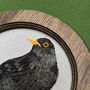 Blackbird Hand Embroidered Artwork Oak Frame, thumbnail 3 of 5