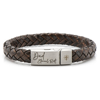 Personalised Brown Leather Pet Remembrance Urn Clasp Bracelet, 3 of 12