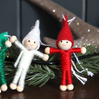 Set Of Three Elf Christmas Decorations, 2 of 3