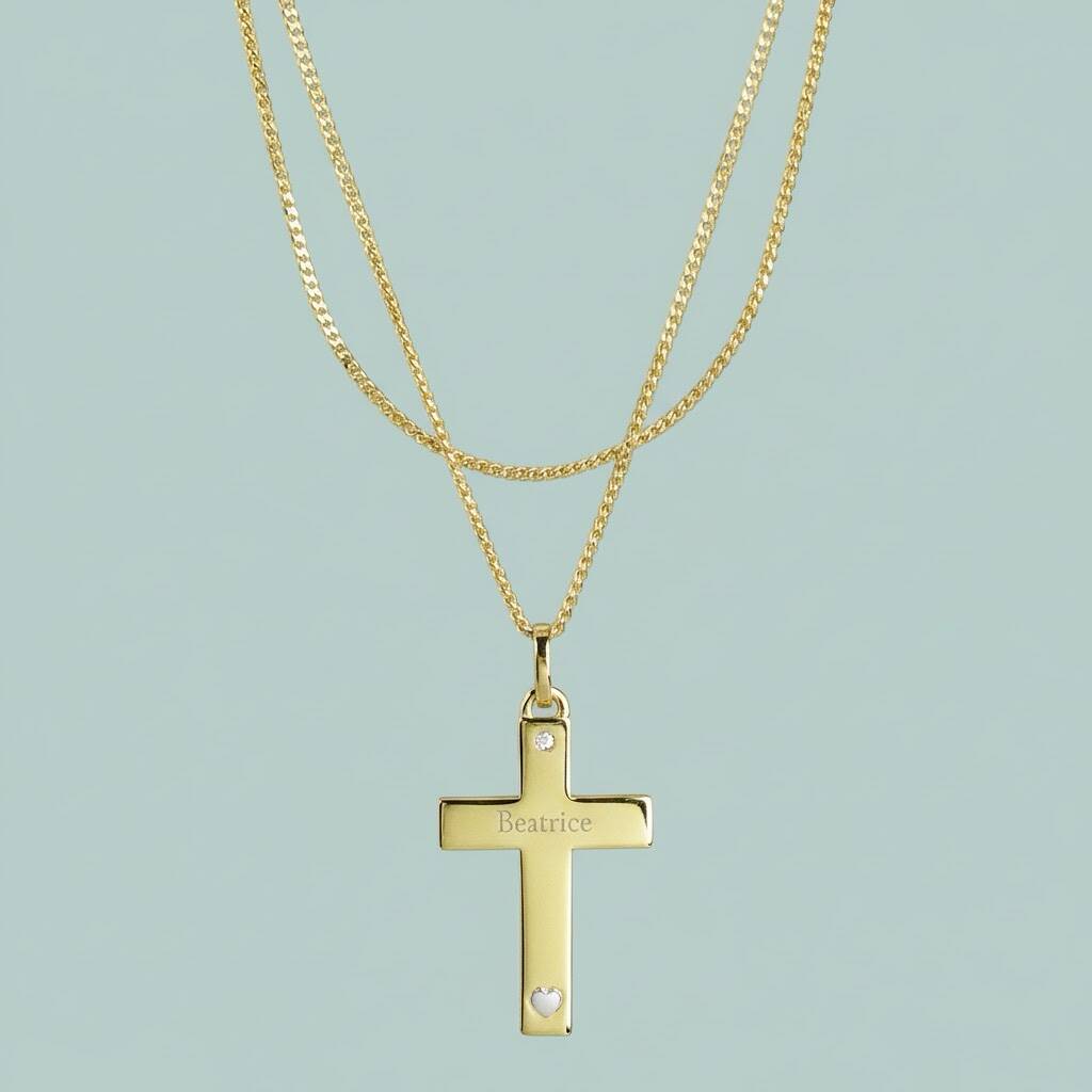 Personalised 9ct Gold Cross Necklace, 1 of 6