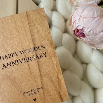 Five Year Wooden Anniversary Personalised Plaque, 8 of 9
