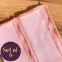 Soft Cotton Linen Napkins With Embroidery Pink/Orange • Set Of Six, thumbnail 1 of 6