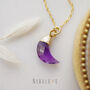 Amethyst February Birthstone Crystal Moon Necklace, thumbnail 3 of 12