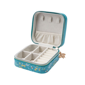 Square Bee Travel Jewellery Box Case Blue, 6 of 7
