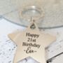 Personalised 21st Birthday Silver Chunky Star Keyring, thumbnail 2 of 2