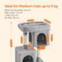 Cat Tree 74 Cm Cat Tower For Medium Cats Light Grey, thumbnail 2 of 8