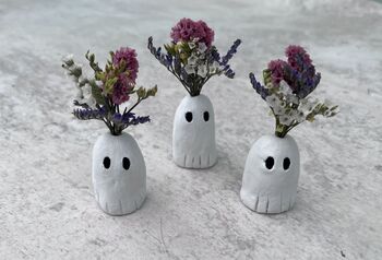 Mini Ghost Vase With Dried Flowers Mothers Day Gift, 7 of 7