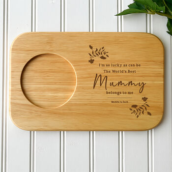 Personalised Best Mum Mother's Day Wooden Tea And Biscuit Tray, 2 of 9