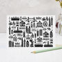 London Black And White Illustrated Greeting Card, thumbnail 1 of 6