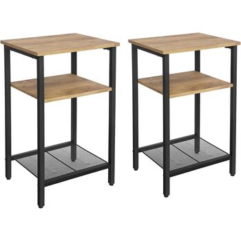 Three Tier Side Table Industrial Bedside Table Shelves, 2 of 7