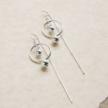Sterling Silver Ring And Twin Ball Threader Earrings, 3 of 4