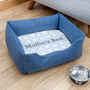 Personalised Luxury Blue Comfort Dog Bed, thumbnail 5 of 12