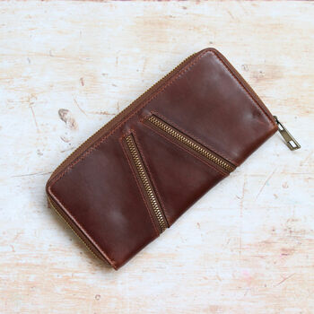 Large Leather Zip Around Purse, 2 of 4