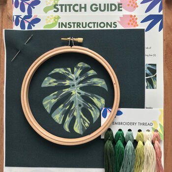Monstera Leaf Botanical Embroidery Kit, 2 of 9