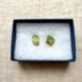 Green Sea Glass And Gold Leaf Earrings, thumbnail 2 of 2