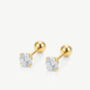 Women's 4mm Solitaire Round Stone Earrings – Screw Back In 18k Gold, thumbnail 2 of 4
