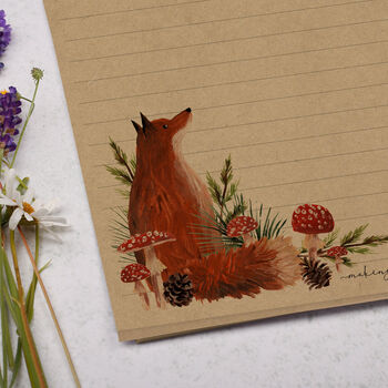 A4 Kraft Letter Writing Paper With Foxes And Florals, 2 of 4