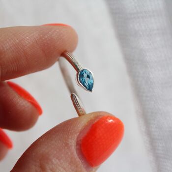 Blue Topaz And Silver Snake Ring, 2 of 5