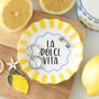 Yellow Striped “La Dolce Vita” Trinket Dish, thumbnail 1 of 2