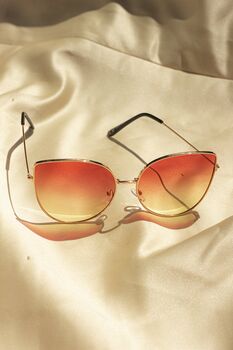 Coral Gradient Tint Butterfly Wire Frame Sunglasses, 2 of 4