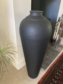 Large Black Metal Floor Vase 80cm Ornament Home Decor, 3 of 9