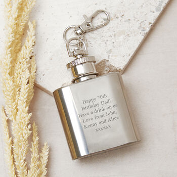 70th Birthday 1955 Sixpence Mini Hipflask Keyring, 3 of 6