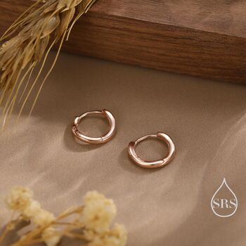 Sterling Silver Irregular Shaped Minimalist Huggie Hoop Earrings, 6 of 11