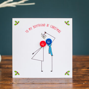 'To My Boyfriend At Christmas' Button Card, 2 of 5