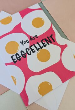 You Are Eggcellent Greeting Card – Pink With Eggs – Blank Inside, 4 of 4