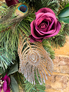 Luxury Faux Christmas Peacock Wreath, 8 of 12