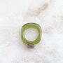 Chunky Olivine Green Resin Ring With Rhinestone, thumbnail 3 of 8