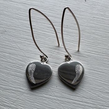 Angel Wings Heart Earrings Sterling Silver, 2 of 3