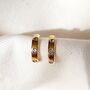 Karma Solid Gold Hoop Earrings With Three Diamonds, thumbnail 6 of 6