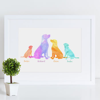 Labrador Dog Family Watercolour Personalised Print, 3 of 8