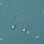 Sterling Silver Cz Droplet Threader Earrings, thumbnail 2 of 11