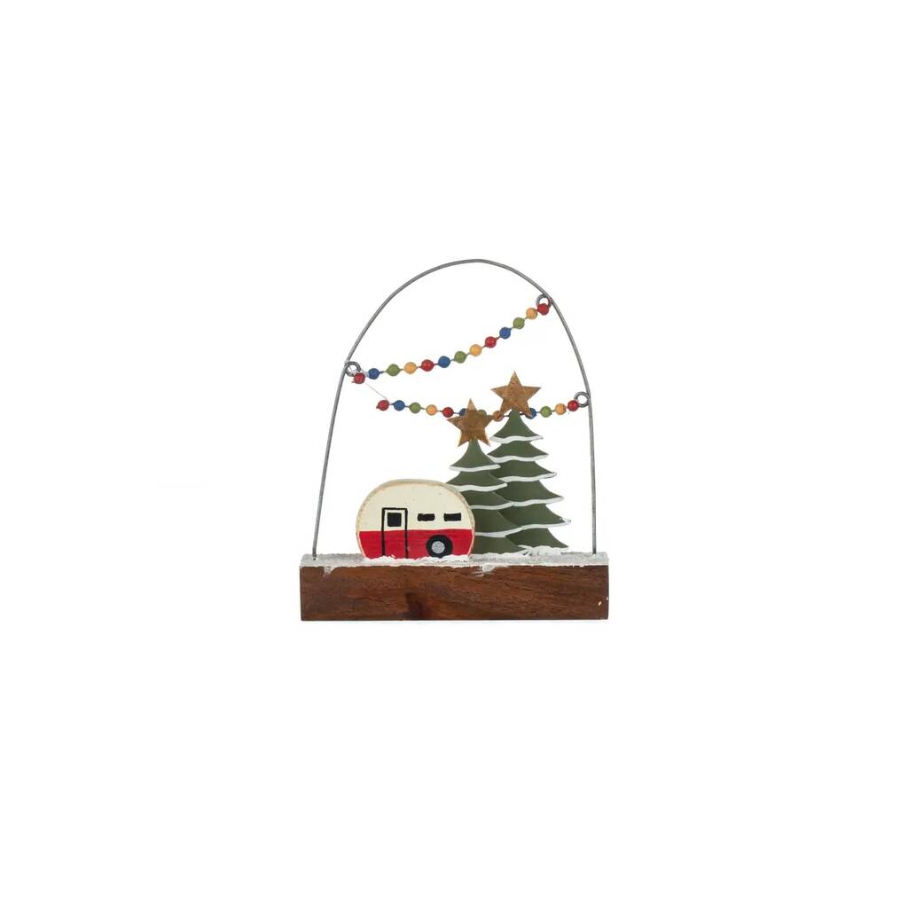 Christmas Festive Caravan Camper On Block Table Decoration, 1 of 1