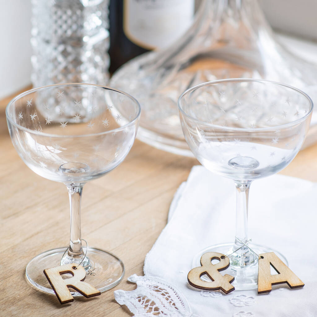 Personalised Wooden Letter Glass Charm, 1 of 2