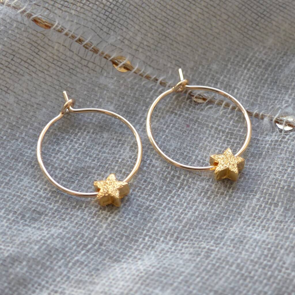 Petite Star Hoop Earrings, 1 of 12
